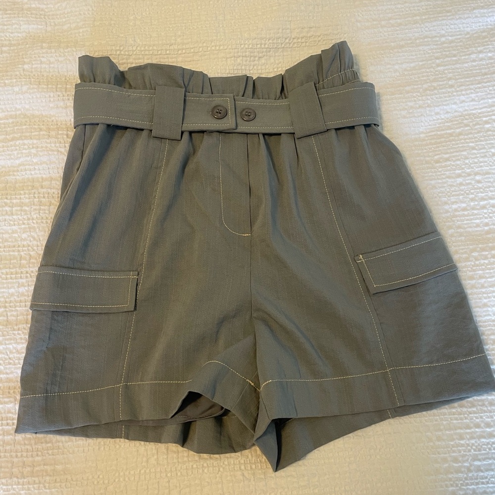 Slate gray shorts with belt detail. Size XS by Moon River, from Anthropologie
